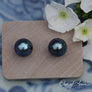 Brilliant Blue Freshwater Pearl Gold Post Earrings - OutOfAsia